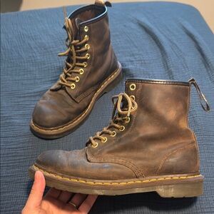 Dr. Martens Brown Combat Boots with Rugged Sole